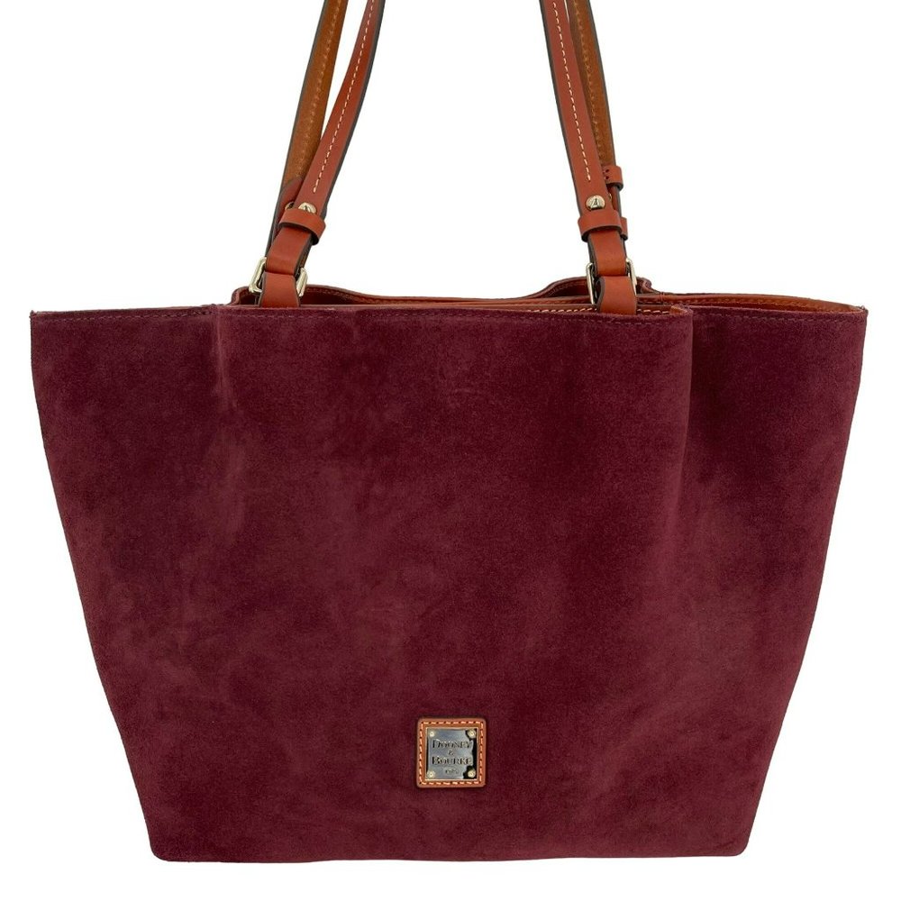 Elegant Burgundy Suede Tote Bag - Picture 2 of 14